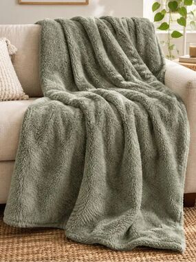 Max Studio Home | Soft Olive Green Throw Blanket